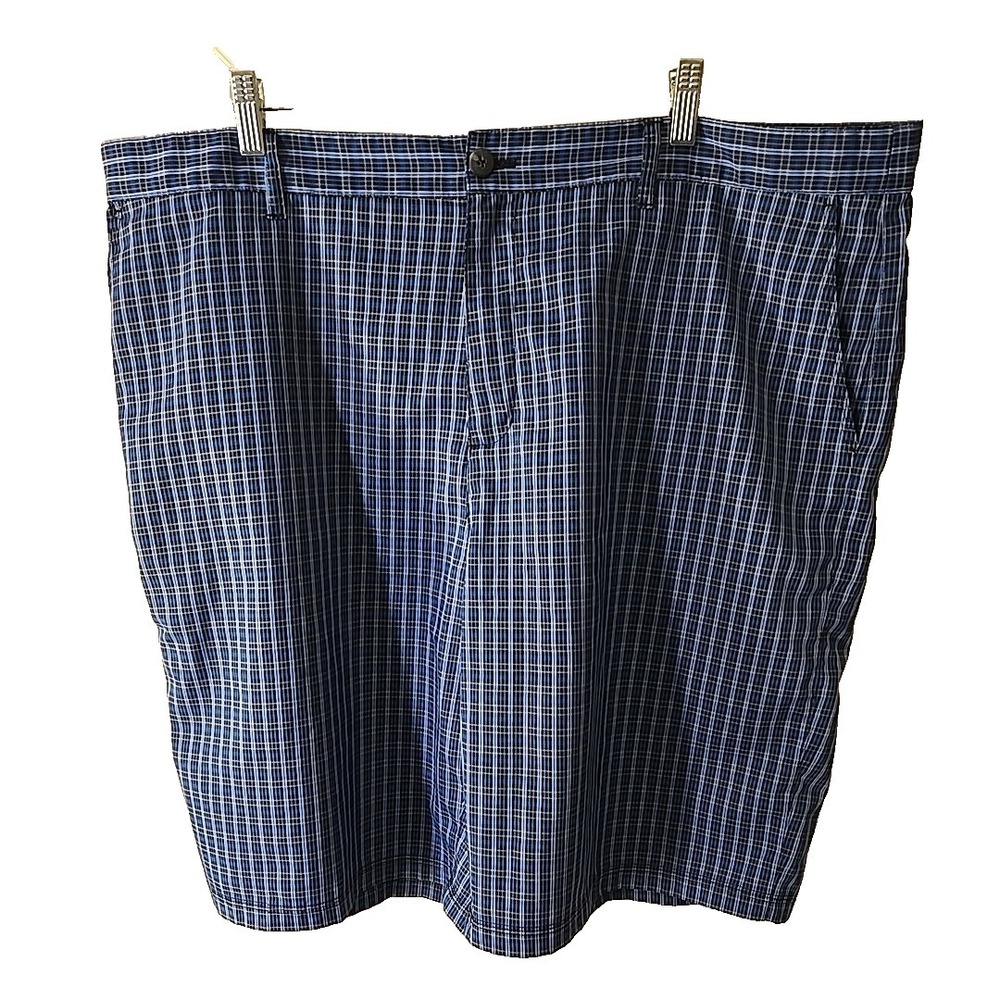 Adidas Golf Shorts Men's 42 Plaid Blue Black Ultimate Performance Flat 42x10